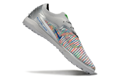 Nike Phantom 6 Low Elite TF Artificial Turf Soccer Shoes - Gray/Vibrant Green/Futuristic Silver