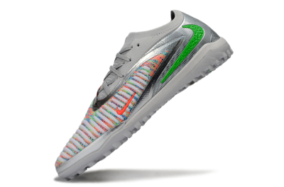 Nike Phantom 6 Low Elite TF Artificial Turf Soccer Shoes - Gray/Vibrant Green/Futuristic Silver