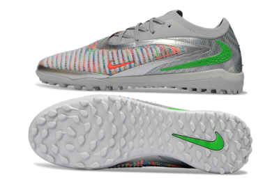 Nike Phantom 6 Low Elite TF Artificial Turf Soccer Shoes - Gray/Vibrant Green/Futuristic Silver