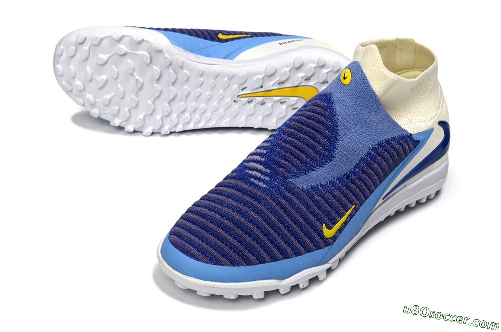 Nike Phantom 6 High Elite TF Artificial Turf Soccer Shoes - Blue/Sky Blue/Deep Blue 3