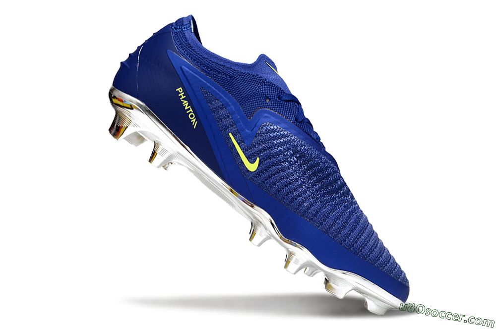 Nike Phantom 6 Low Elite FG Firm Ground Soccer Cleats - Blue/Luminous Green/Metallic Silver 4