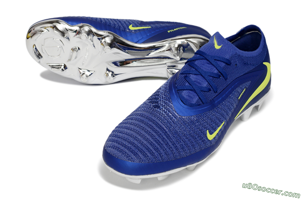 Nike Phantom 6 Low Elite FG Firm Ground Soccer Cleats - Blue/Luminous Green/Metallic Silver 3
