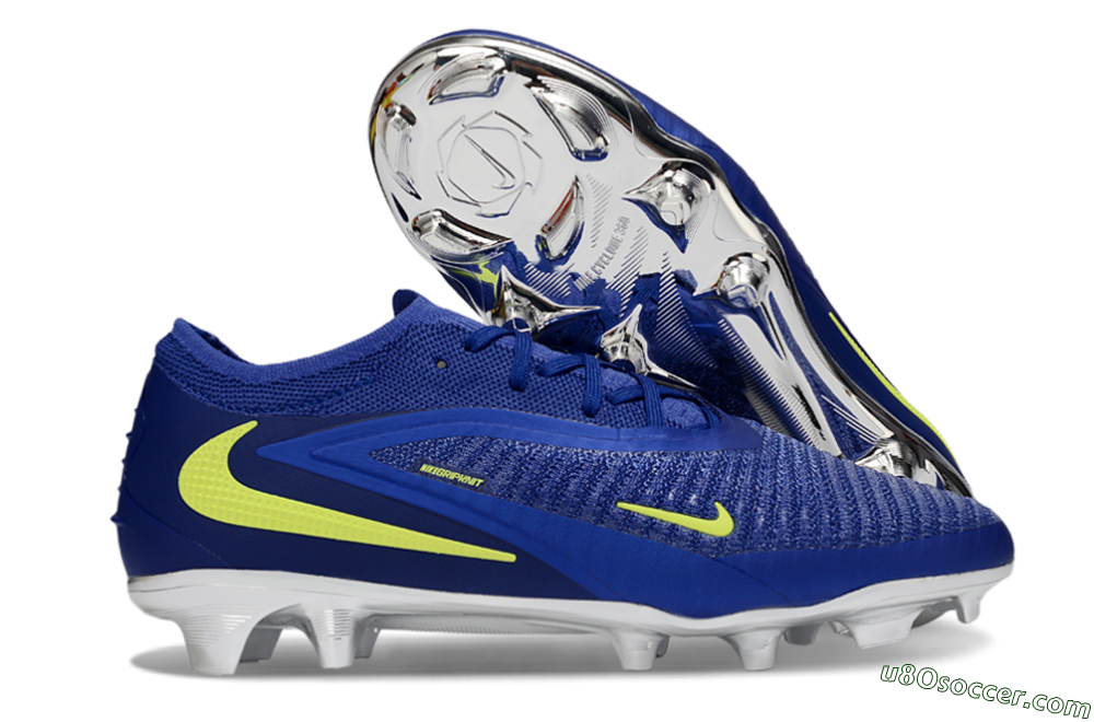 Nike Phantom 6 Low Elite FG Firm Ground Soccer Cleats - Blue/Luminous Green/Metallic Silver 1