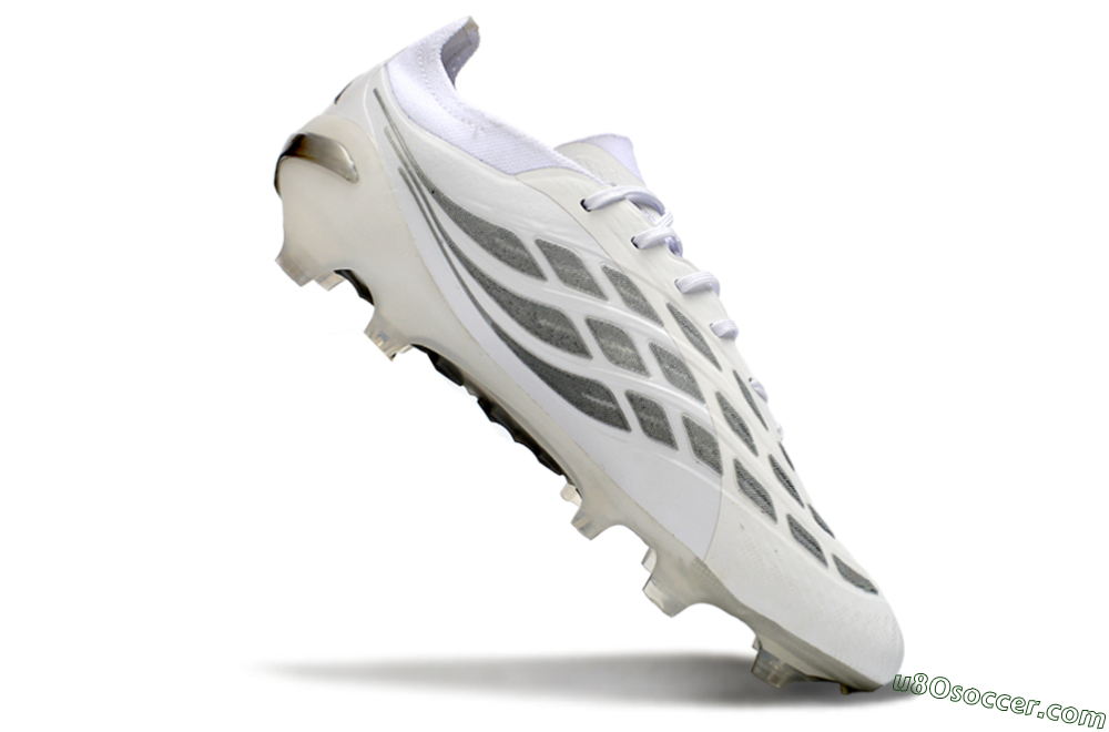 Adidas Predator 26 Elite FG Firm Ground Soccer Cleats - White/Silver/Black 4
