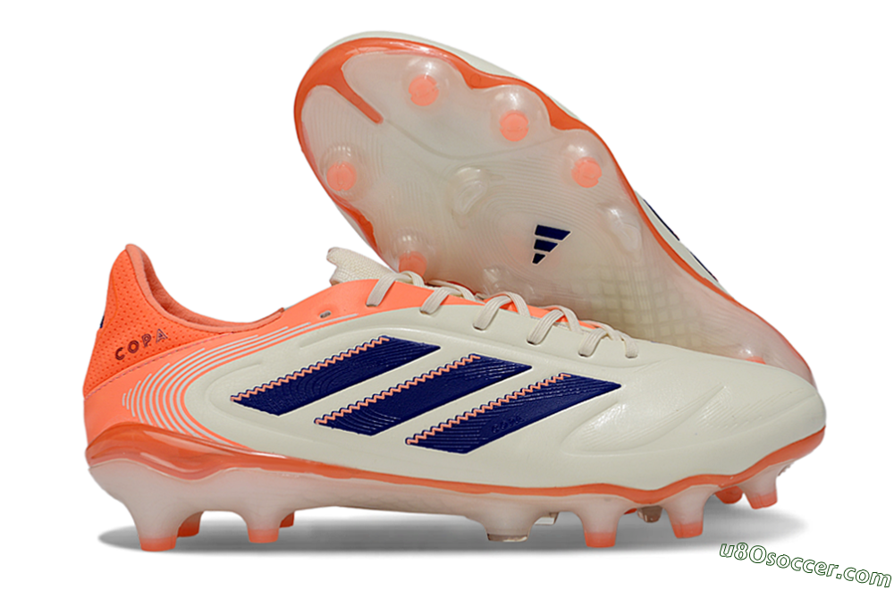 Adidas Copa Pure 3 FG Firm Ground Soccer Cleats - White/Vibrant Orange/Navy Blue 1