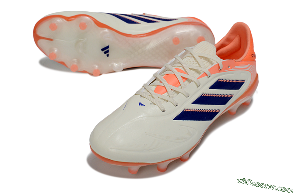 Adidas Copa Pure 3 FG Firm Ground Soccer Cleats - White/Vibrant Orange/Navy Blue 3