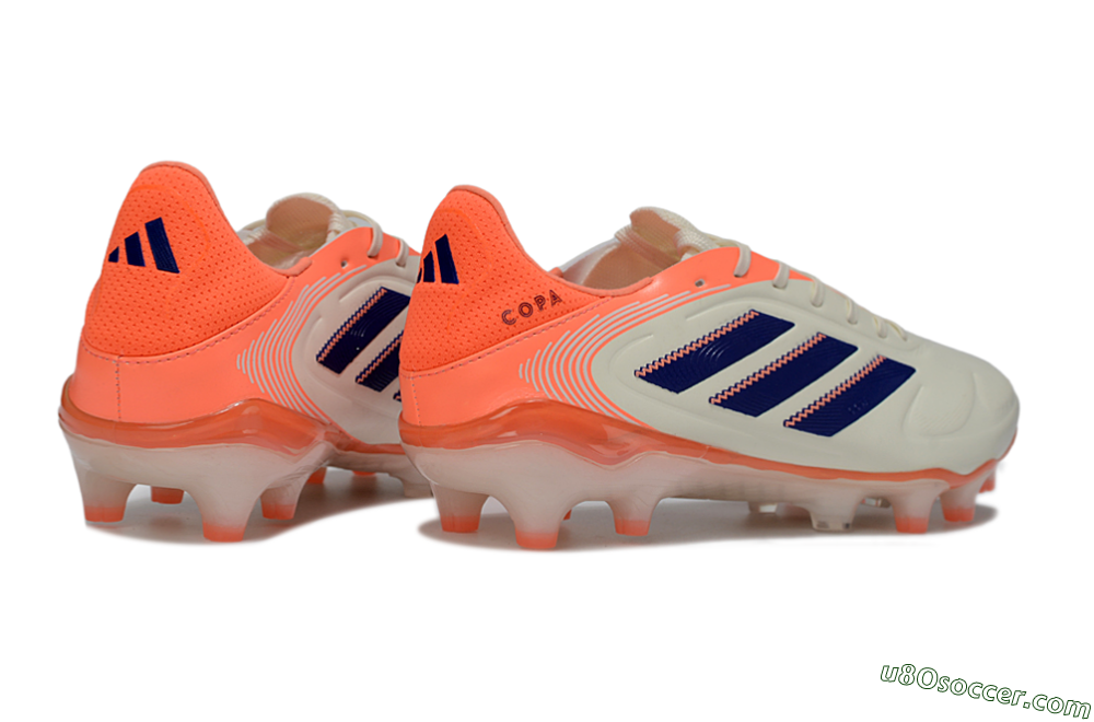 Adidas Copa Pure 3 FG Firm Ground Soccer Cleats - White/Vibrant Orange/Navy Blue 6