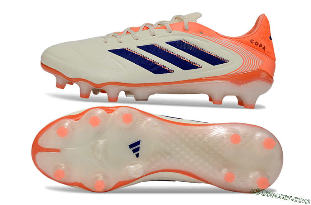 Adidas Copa Pure 3 FG Firm Ground Soccer Cleats - White/Vibrant Orange/Navy Blue 0