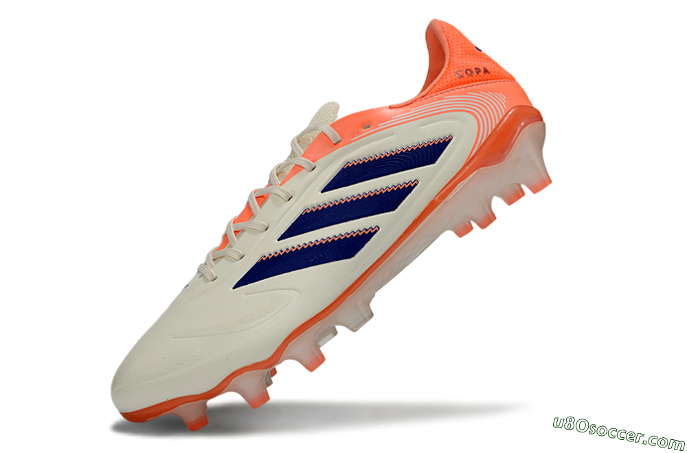 Adidas Copa Pure 3 FG Firm Ground Soccer Cleats - White/Vibrant Orange/Navy Blue 5