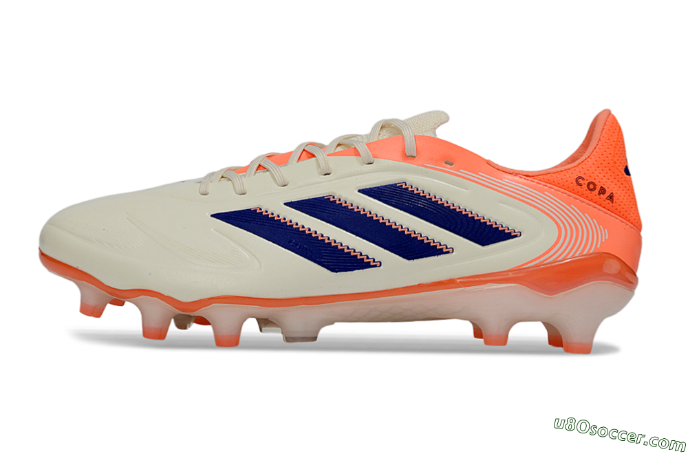Adidas Copa Pure 3 FG Firm Ground Soccer Cleats - White/Vibrant Orange/Navy Blue 2