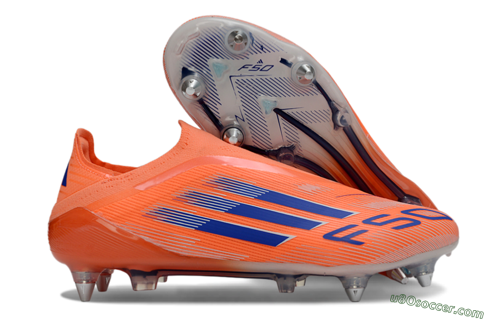 Adidas F50 Elite Laceless SG Soft Ground Soccer Cleats - Orange/Navy Blue/Flame Orange 1