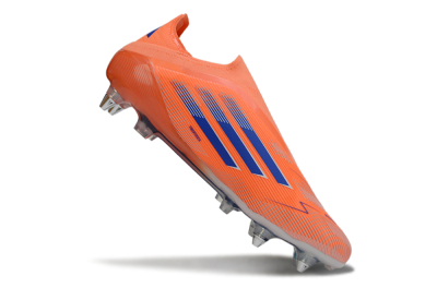 Adidas F50 Elite Laceless SG Soft Ground Soccer Cleats - Orange/Navy Blue/Flame Orange