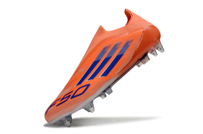 Adidas F50 Elite Laceless SG Soft Ground Soccer Cleats - Orange/Navy Blue/Flame Orange