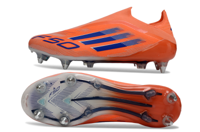 Adidas F50 Elite Laceless SG Soft Ground Soccer Cleats - Orange/Navy Blue/Flame Orange