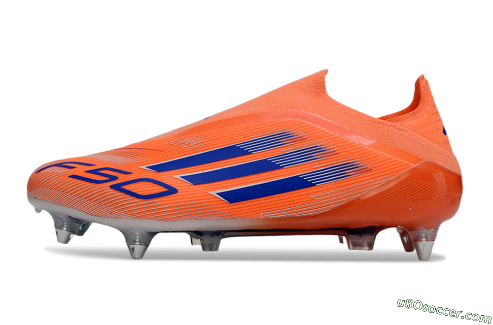 Adidas F50 Elite Laceless SG Soft Ground Soccer Cleats - Orange/Navy Blue/Flame Orange 2