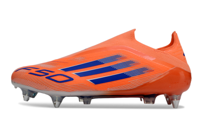 Adidas F50 Elite Laceless SG Soft Ground Soccer Cleats - Orange/Navy Blue/Flame Orange