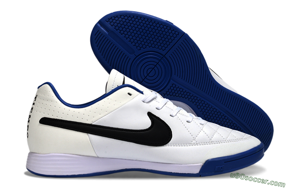 Nike Tiempo Ligera 4 IC Indoor & Futsal Soccer Shoes - White/Royal Blue/Black 1