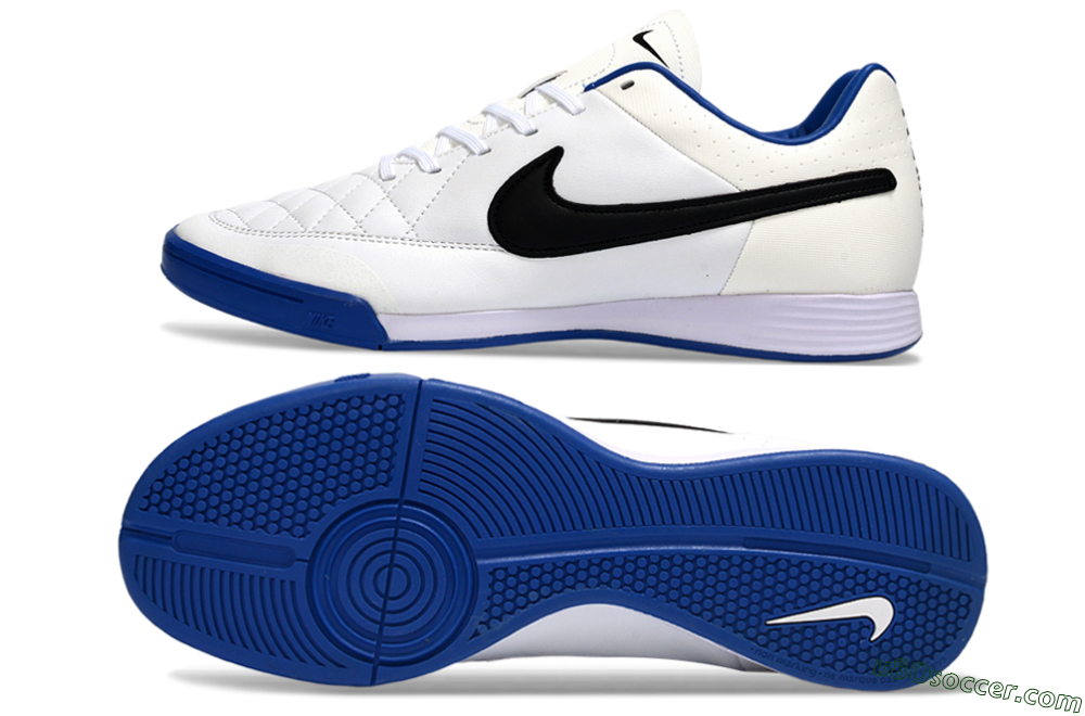 Nike Tiempo Ligera 4 IC Indoor & Futsal Soccer Shoes - White/Royal Blue/Black 0