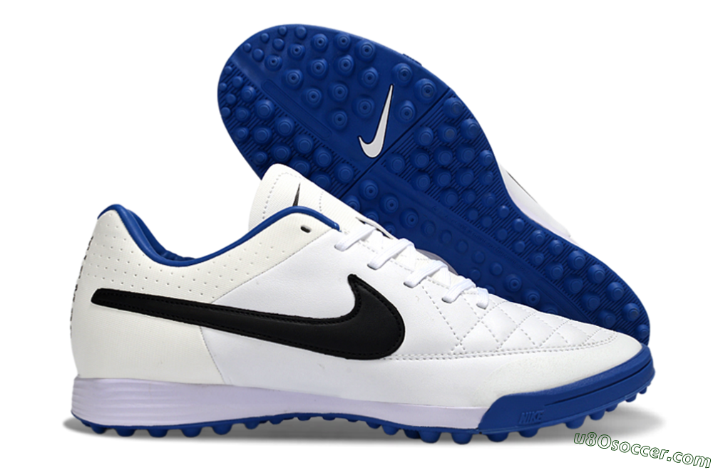 Nike Tiempo Ligera 4 TF Artificial Turf Soccer Shoes - White/Royal Blue/Black 1