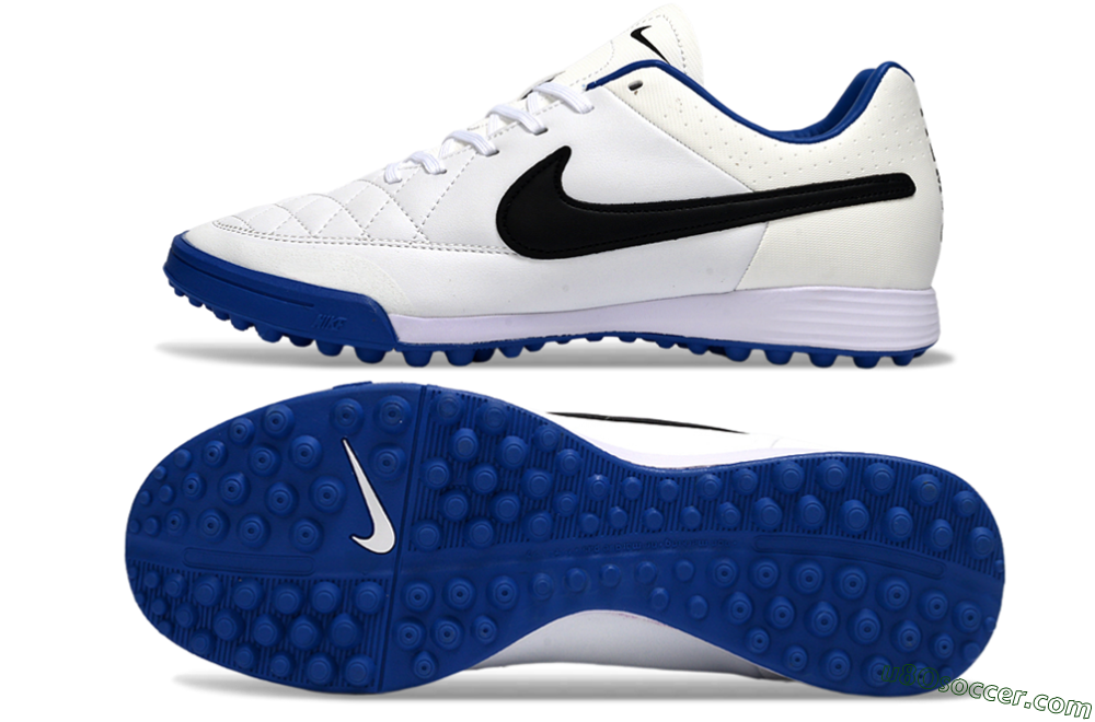 Nike Tiempo Ligera 4 TF Artificial Turf Soccer Shoes - White/Royal Blue/Black 0