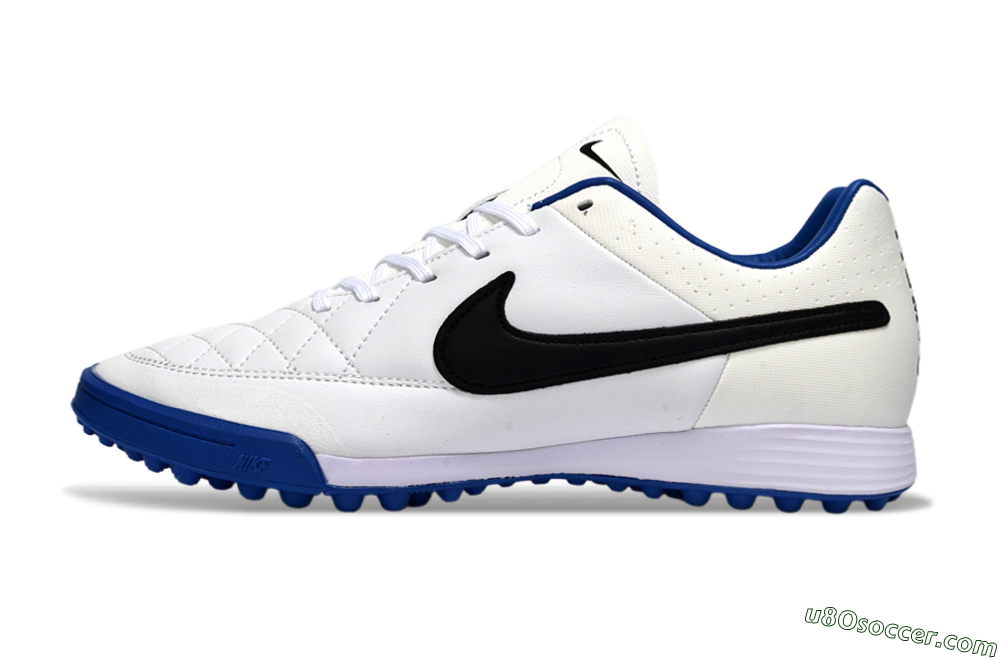 Nike Tiempo Ligera 4 TF Artificial Turf Soccer Shoes - White/Royal Blue/Black 2