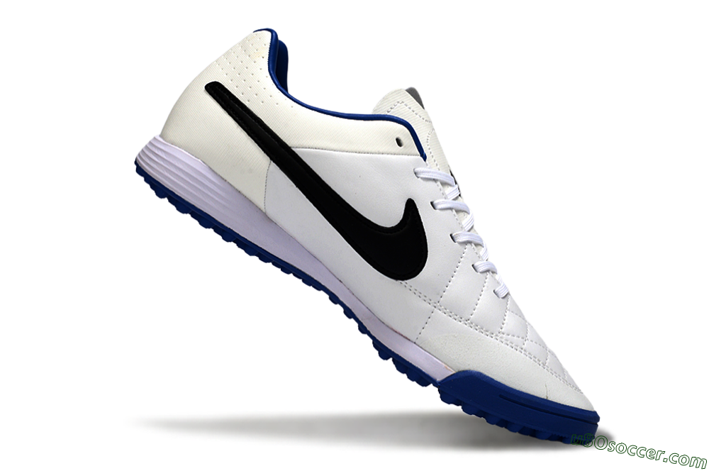 Nike Tiempo Ligera 4 TF Artificial Turf Soccer Shoes - White/Royal Blue/Black 4