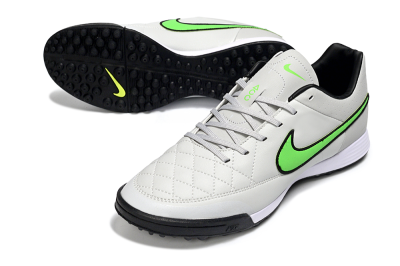 Nike Tiempo Ligera 4 TF Artificial Turf Soccer Shoes - Gray/Neon Green/Black