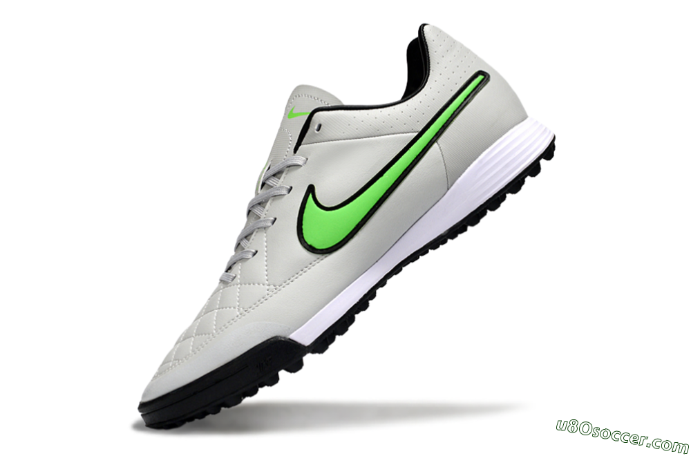 Nike Tiempo Ligera 4 TF Artificial Turf Soccer Shoes - Gray/Neon Green/Black 5