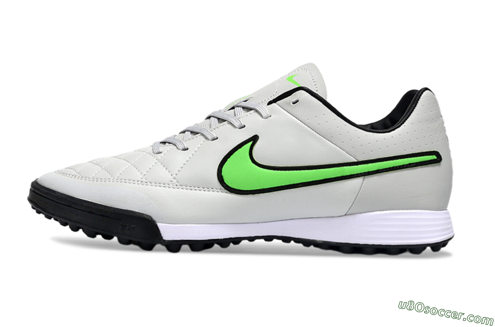 Nike Tiempo Ligera 4 TF Artificial Turf Soccer Shoes - Gray/Neon Green/Black 2