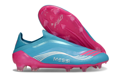 Messi x Adidas F50 Elite Laceless FG Firm Ground Soccer Cleats - Blue/Electric Pink/Light Blue