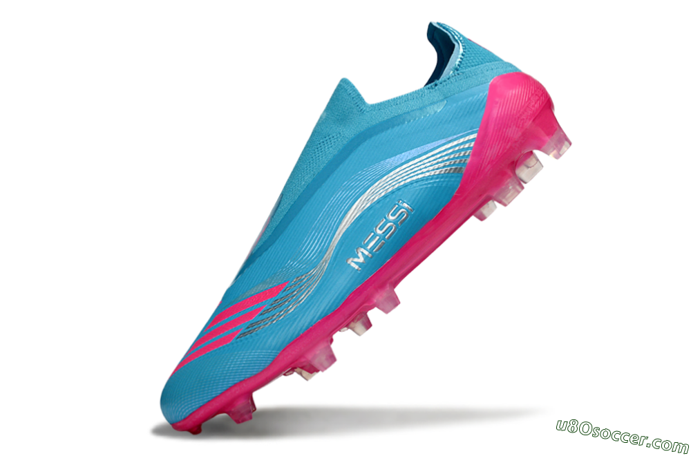 Messi x Adidas F50 Elite Laceless FG Firm Ground Soccer Cleats - Blue/Electric Pink/Light Blue 5