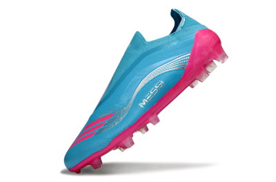 Messi x Adidas F50 Elite Laceless FG Firm Ground Soccer Cleats - Blue/Electric Pink/Light Blue