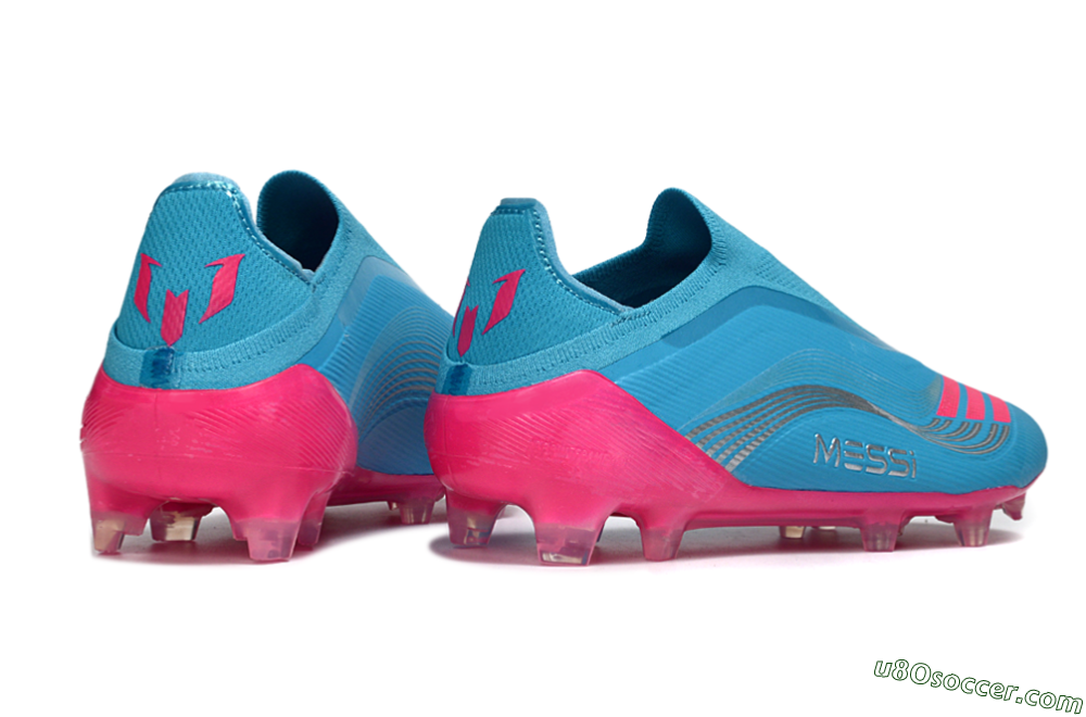 Messi x Adidas F50 Elite Laceless FG Firm Ground Soccer Cleats - Blue/Electric Pink/Light Blue 6