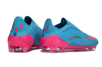 Messi x Adidas F50 Elite Laceless FG Firm Ground Soccer Cleats - Blue/Electric Pink/Light Blue