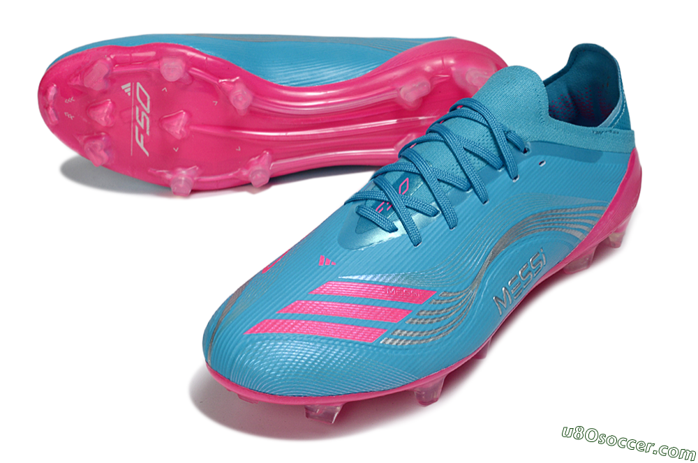 Messi x Adidas F50 Elite FG Firm Ground Soccer Cleats - Blue/Bright Pink/Neon Blue 3