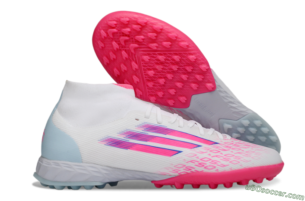 Adidas F50 Elite Mid TF Artificial Turf Soccer Shoes - Pink/Bright Pink/Light Blue 1