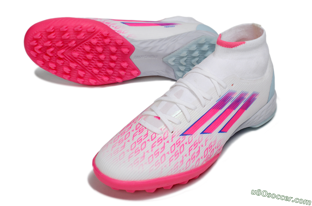 Adidas F50 Elite Mid TF Artificial Turf Soccer Shoes - Pink/Bright Pink/Light Blue 3
