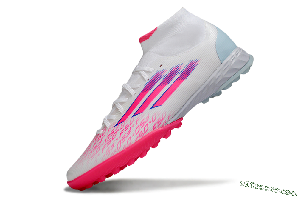 Adidas F50 Elite Mid TF Artificial Turf Soccer Shoes - Pink/Bright Pink/Light Blue 5