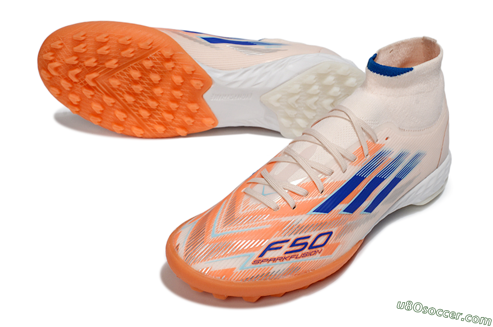 Adidas F50 Elite Mid TF Artificial Turf Soccer Cleats - Red/Blue/White 3