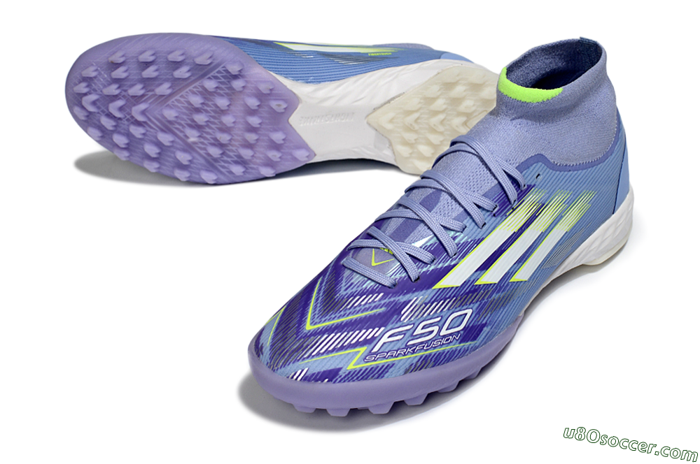 Adidas F50 Elite Mid TF Artificial Turf Soccer Shoes - Purple/Silver/Yellow 3
