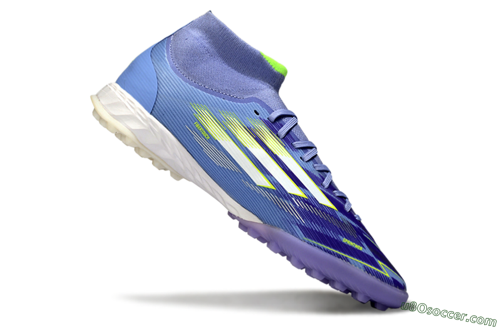 Adidas F50 Elite Mid TF Artificial Turf Soccer Shoes - Purple/Silver/Yellow 4