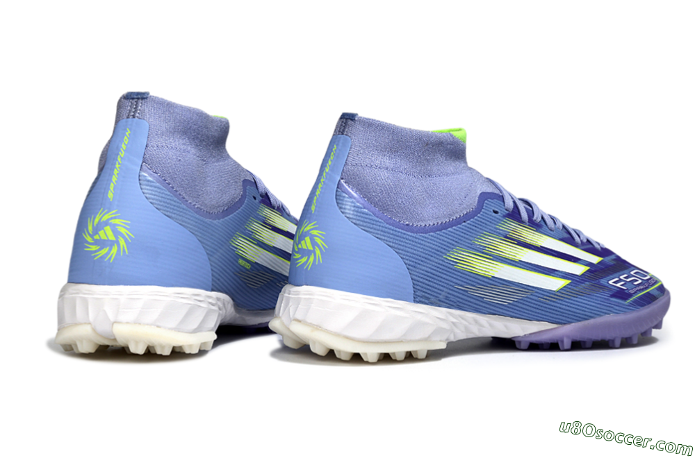 Adidas F50 Elite Mid TF Artificial Turf Soccer Shoes - Purple/Silver/Yellow 6