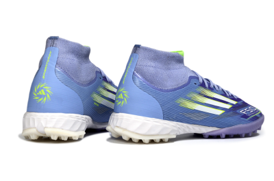 Adidas F50 Elite Mid TF Artificial Turf Soccer Shoes - Purple/Silver/Yellow