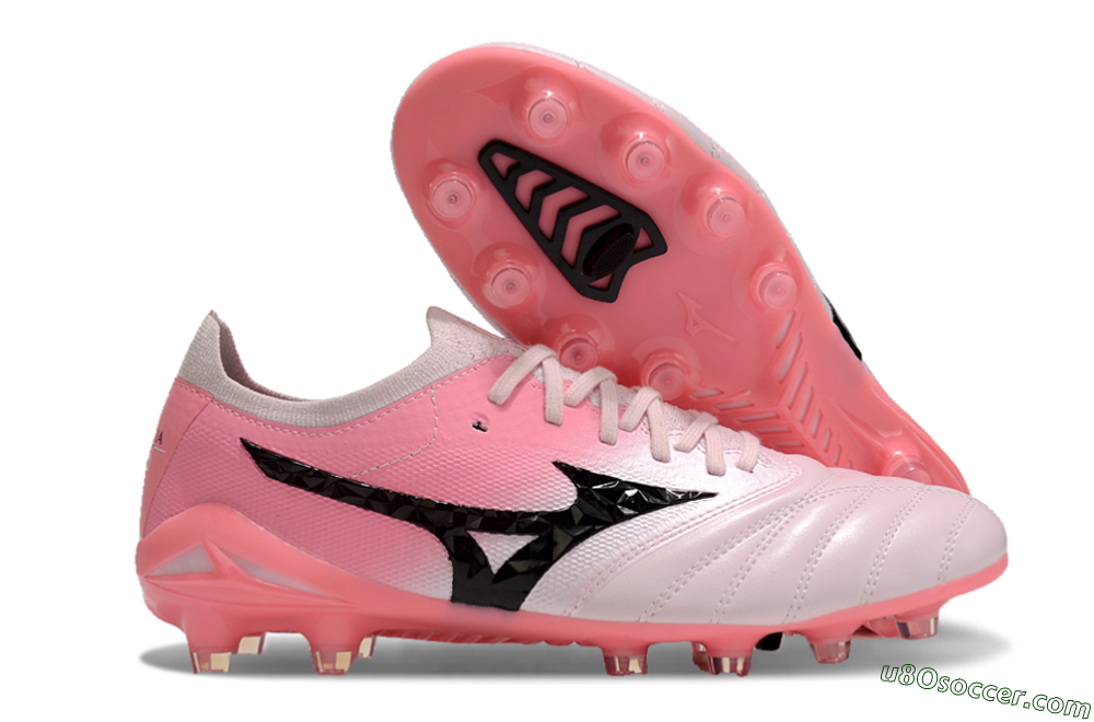 Mizuno Morelia Neo 4 FG Firm Ground Soccer Cleats - White/Vibrant Pink/Black 1