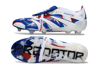 Adidas Predator 25 Elite Fold-Over Tongue FG Firm Ground Soccer Cleats - Blue/Royal Blue/Crimson Red