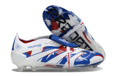 Adidas Predator 25 Elite Fold-Over Tongue FG Firm Ground Soccer Cleats - Blue/Royal Blue/Crimson Red