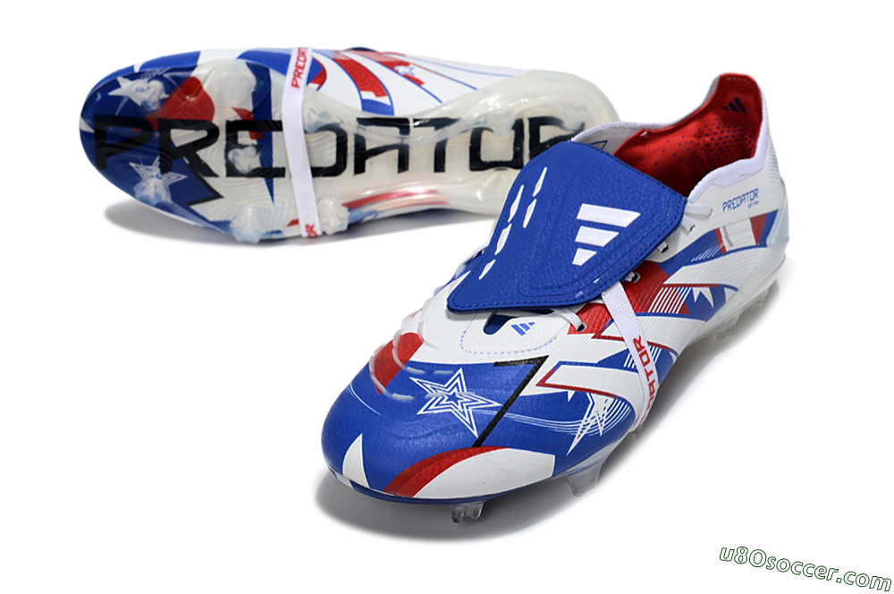 Adidas Predator 25 Elite Fold-Over Tongue FG Firm Ground Soccer Cleats - Blue/Royal Blue/Crimson Red 3