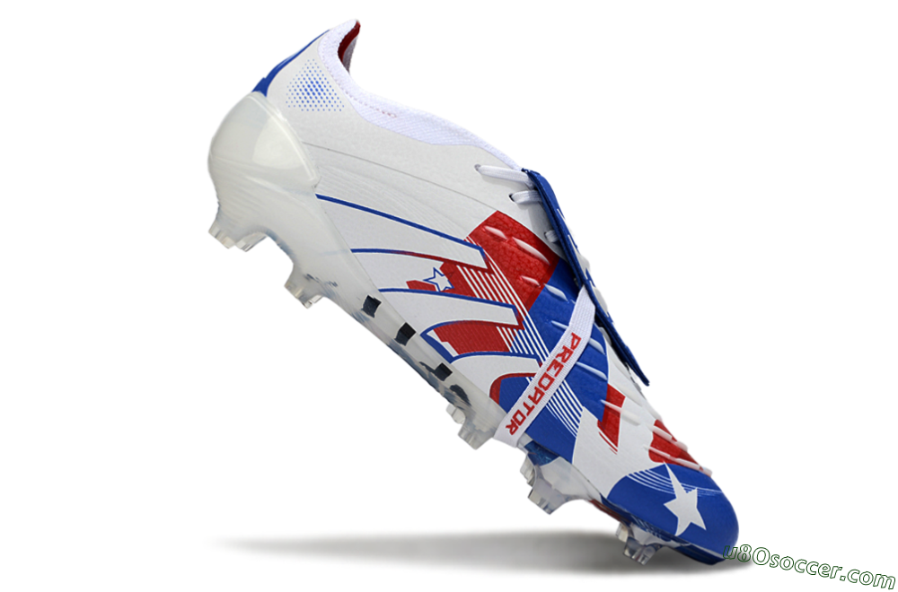 Adidas Predator 25 Elite Fold-Over Tongue FG Firm Ground Soccer Cleats - Blue/Royal Blue/Crimson Red 4