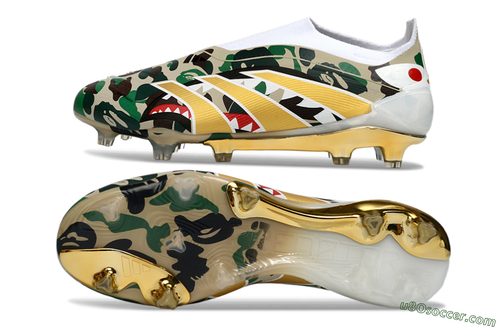 Adidas Predator 25 Elite Laceless FG Firm Ground Soccer Cleats - Camo/White/Gold 0