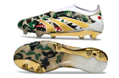 Adidas Predator 25 Elite Laceless FG Firm Ground Soccer Cleats - Camo/White/Gold